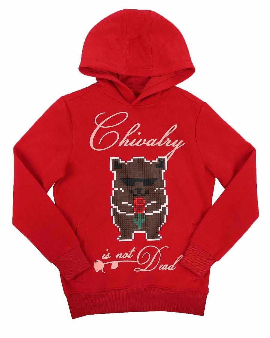 Jungen Rebel Minds Kapuzenpullis | Chivalry Is Not Dead Fleece-Pullover-Hoodie Mit Silikonapplikation Rot