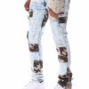 Manner Reason Jeans | Camo-Patchwork-Jeans Blau