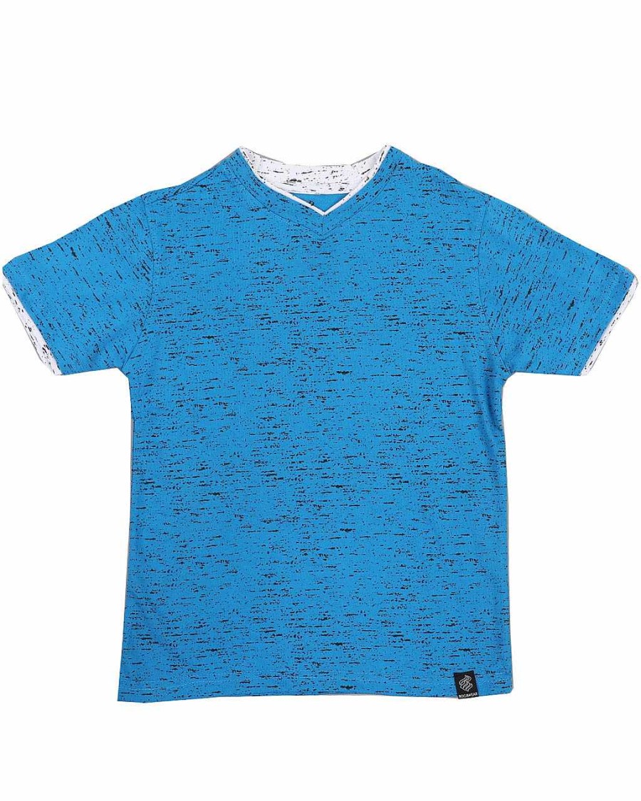 Jungen Rocawear T-Shirts | Bedrucktes Kontrast-T-Shirt Mit V-Ausschnitt Blau