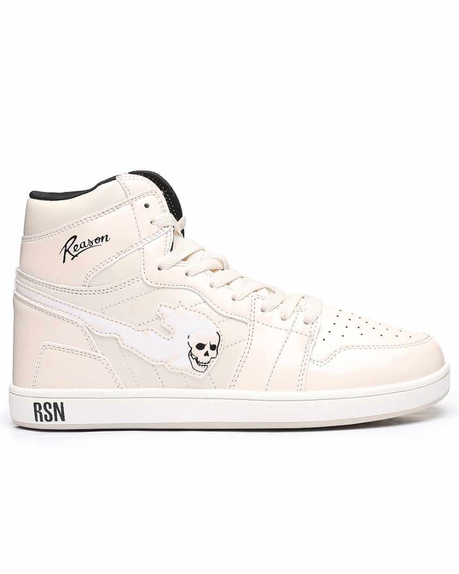 Manner Reason Turnschuhe | Flaming Skull Sneakers Creme